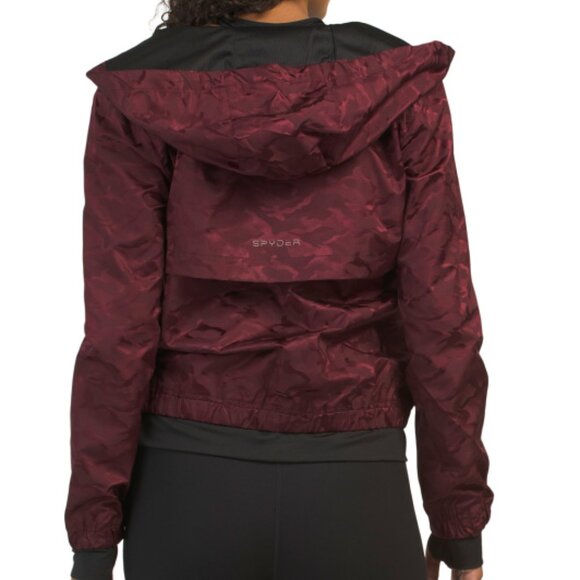 NEW SPYDER Hooded Poly Jacquard Jacket Black/navy for women 267mn - Picture 2 of 2